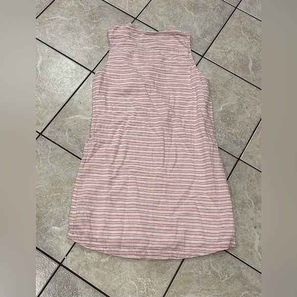 Pink and White Striped Sleeveless Linen Dress Size Small - Picture 2 of 6